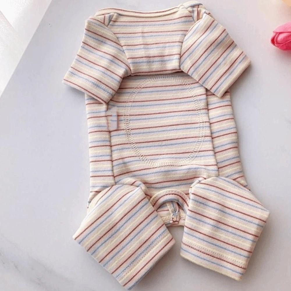 

Soft Dog Striped Jumpsuit Four-legged Dog Recovery Suit Pet Bottoming Shirt Belly Protective XL абрикосовий