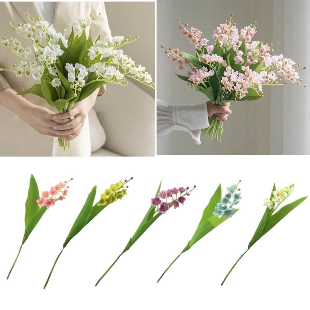 Galho de Flor Artificial Lírio-do-vale 40cm de Altura Flor Falsa Decoração de Casa