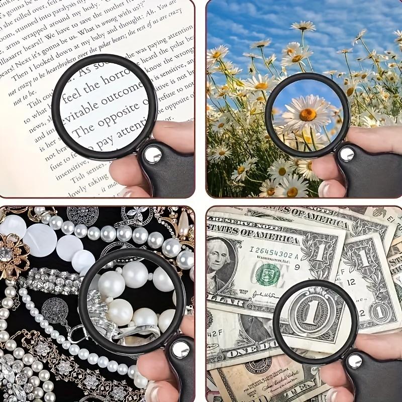 Portable Mini Folding Magnifier Faux Leather Protective Case Design,Suitable for Reading, Fine Work,Repair,Hobby Outdoor Camping