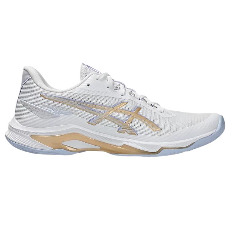 New Asics NETBURNER BALLISTIC FF 4 Shock Absorbers Low Top Training Shoes Women's White Gold 1052A083-102