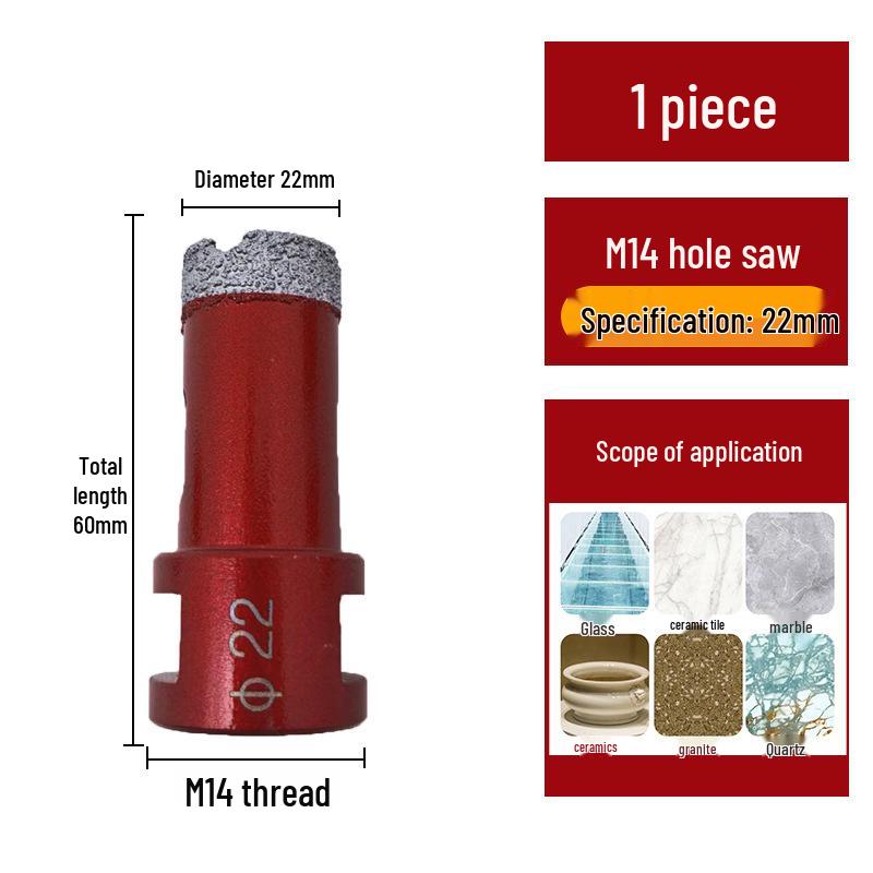 Pânză diamantată brazată M14 pentru gresie, marmură, piatră, sticlă - Bit de găurit pentru polizor unghiular pentru mărirea găurilor