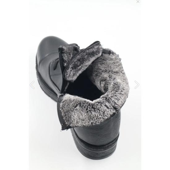 Men's 100% Real Genuine Leather Fur Lined Zippered Black Casual