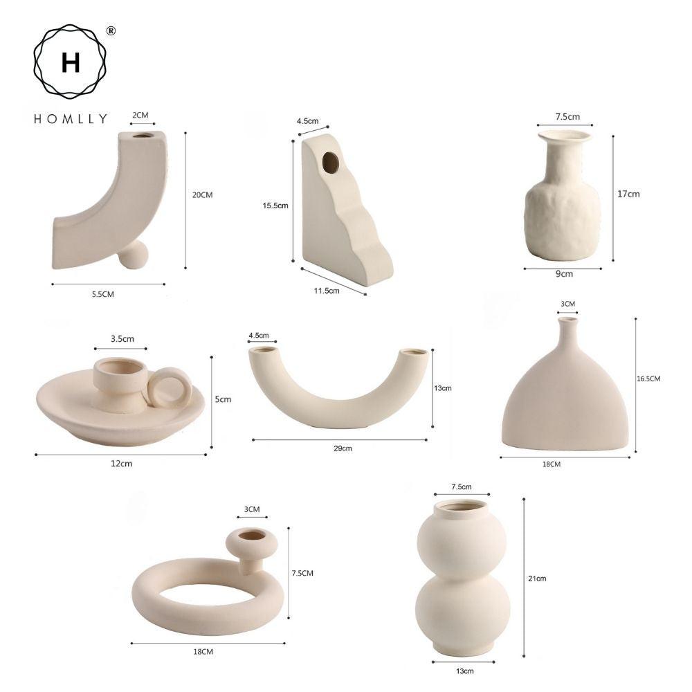 Homlly Plutto Minimalist Boho Geometric Nordic Ceramic Decor Pampas Flower Vase