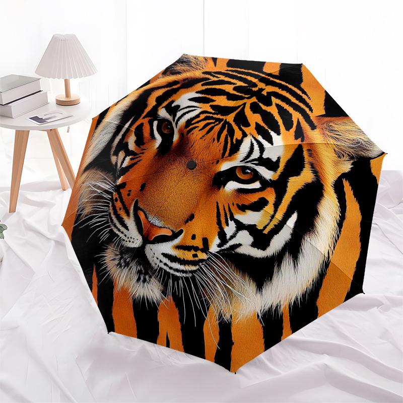 1pc Tiger Portrait Umbrella with Plastic Handle,Suitable for All Seasons Umbrellaptys26060