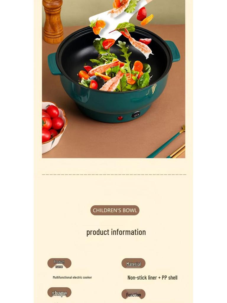 Double-Layer Electric Cooking Pot, Large Capacity, Multifunctional for Steaming, Boiling, Frying, Non-Stick, Ideal for Dorm Use