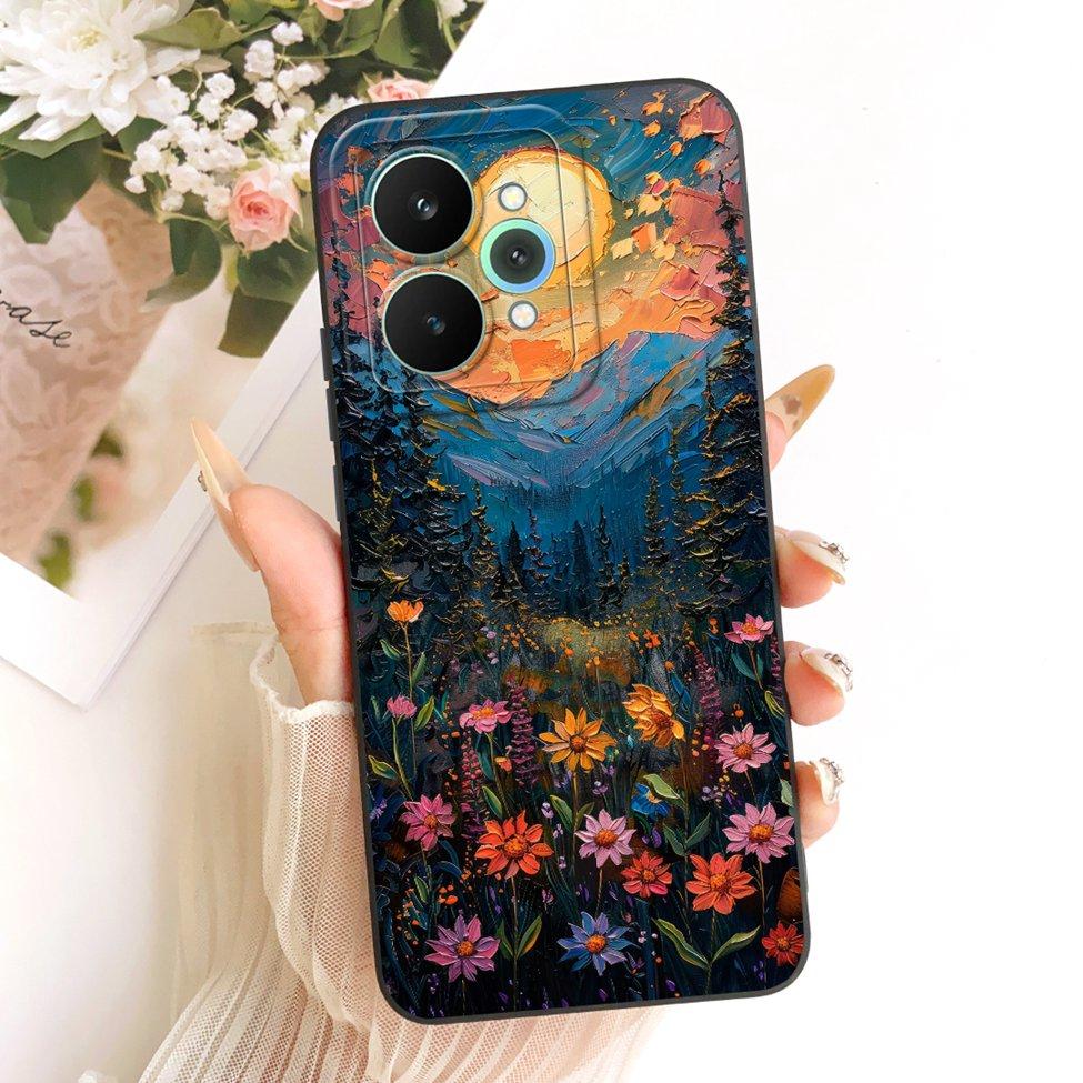 Cover For Realme 15 Pro Casing RMX5101 Silicone Luxury Fashion Flowers Kawaii Cute Painted Shockproof Phone Case