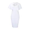 Women Solid High Waist Short Sleeve Pencil Bodycon Office Commute Dress