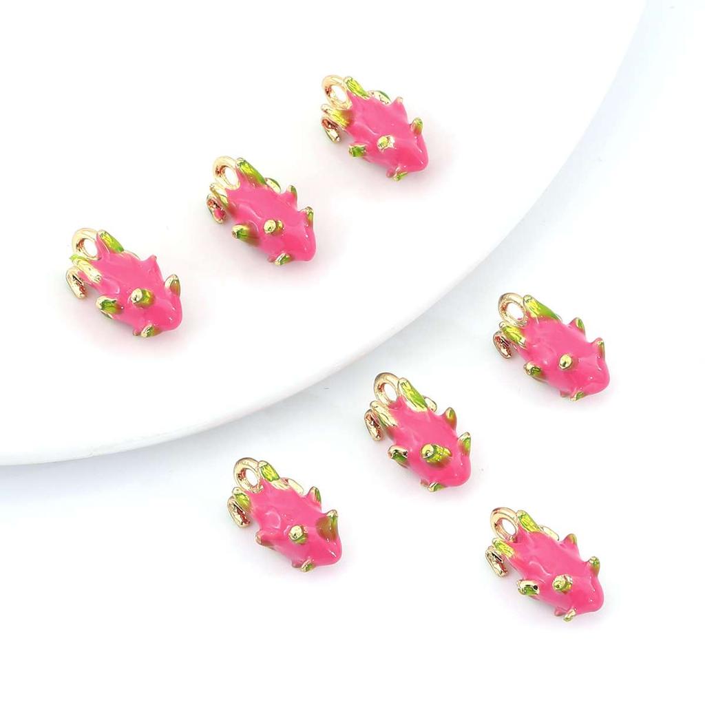 2Pcs Alloy Fruit Enamel Pendant Strawberry Grape Cherry Charms for Jewelry Making DIY Bracelet Handmade Craft Accessories