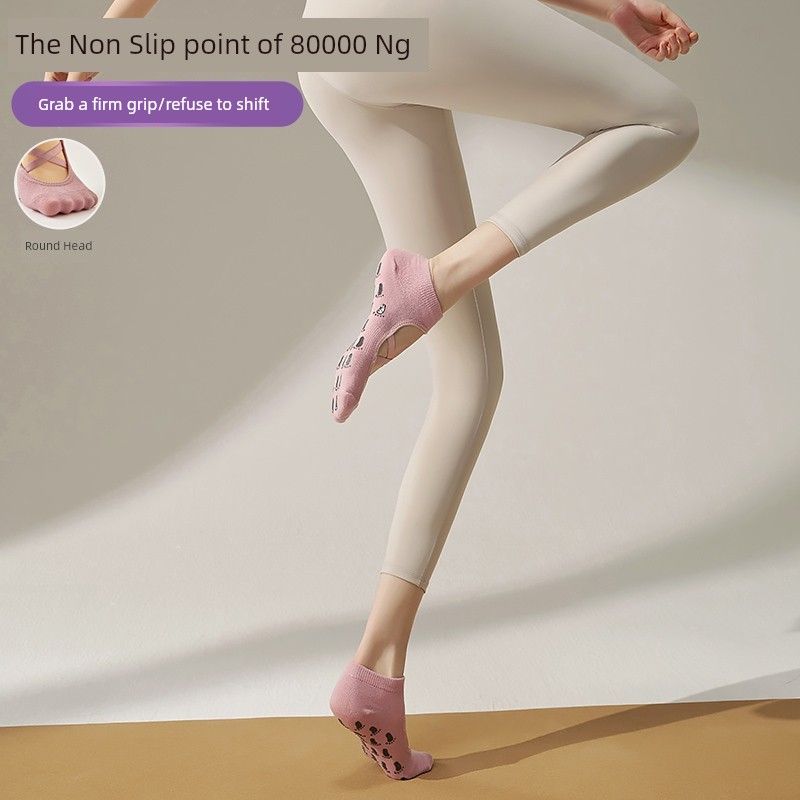 

Yoga Socks Non Slip Professional Women s Knee Socks Pilates Socks Special Aerobics Sports Summer Indoor Long Yoga [A pair of Non Slip grip] Cross round head_pink