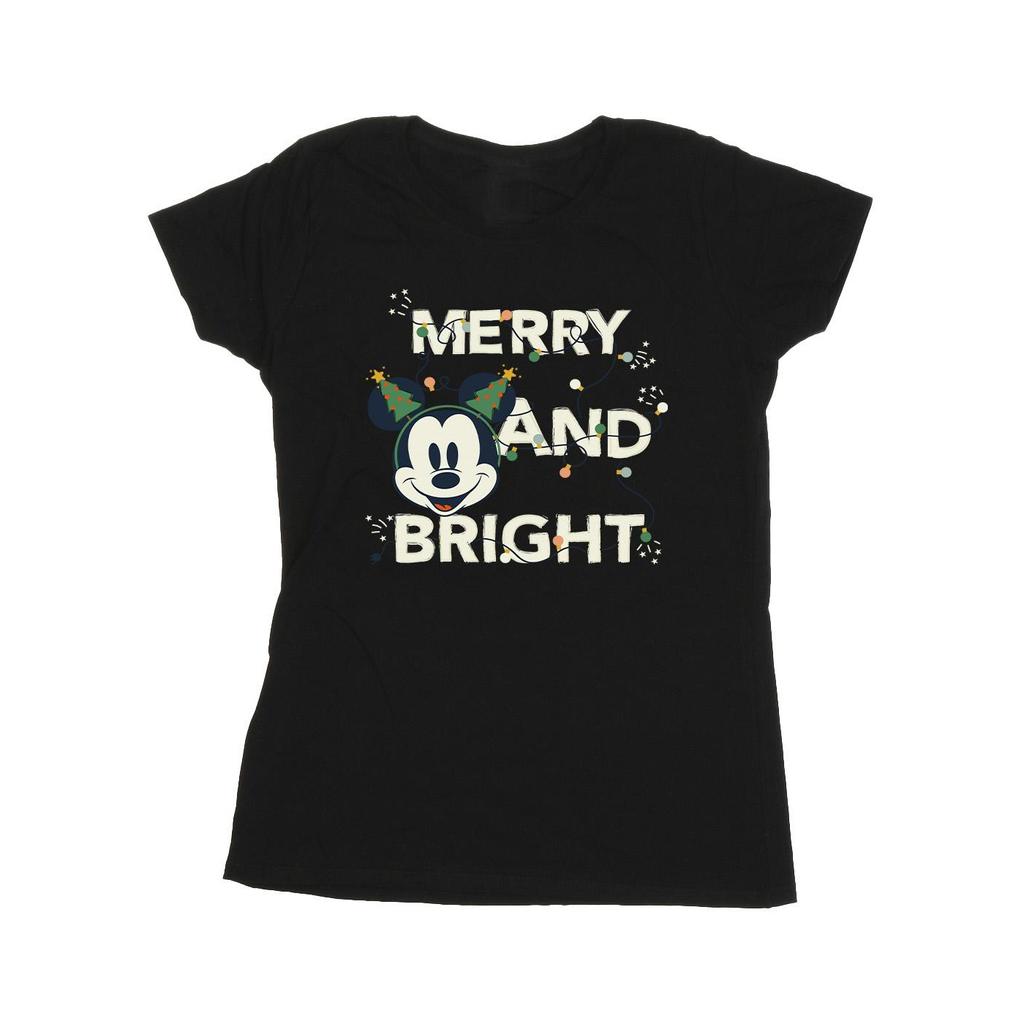 Disney Womens/Ladies Mickey Mouse Merry & Bright Cotton T-Shirt