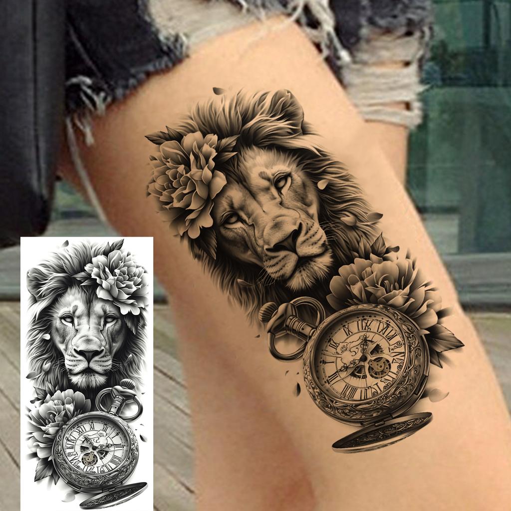 1 Sheet Realistic Fake Tiger Temporary Tattoos Sticker For Men Women Adults Water Transfer Transferable Tattoo Sleeve Waist Arm