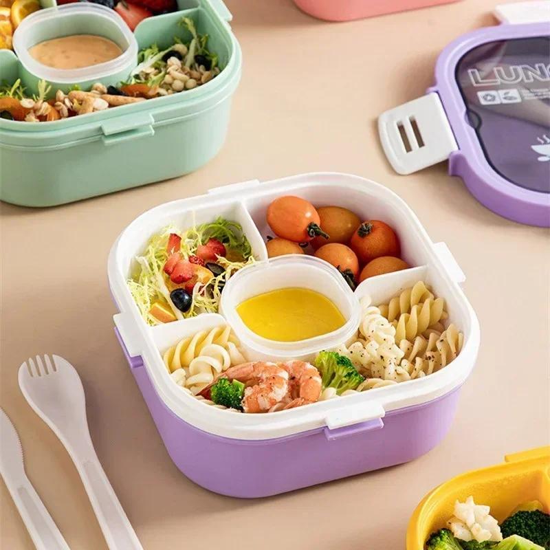 1200ml/1700ml Lunch Box Compartmented Plastic Bento Box Portable Students Sealed Bento Box Outdoor Fruit Salad Food Containers
