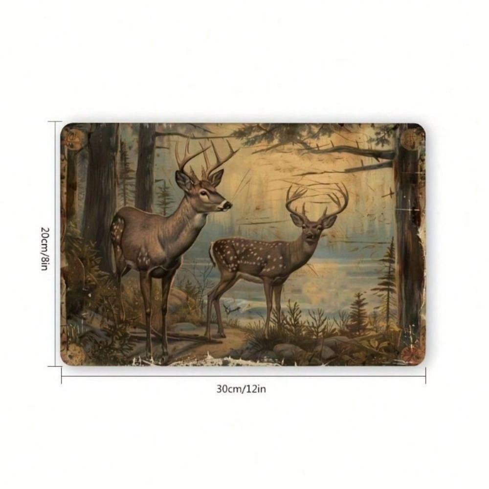 Vintage Metal Poster Deer Wall Art for Cafe Home Decor