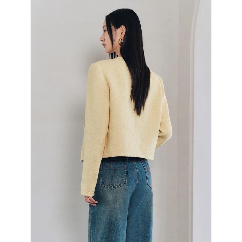 PEACEBIRD Women's Round Neck Short Jacket