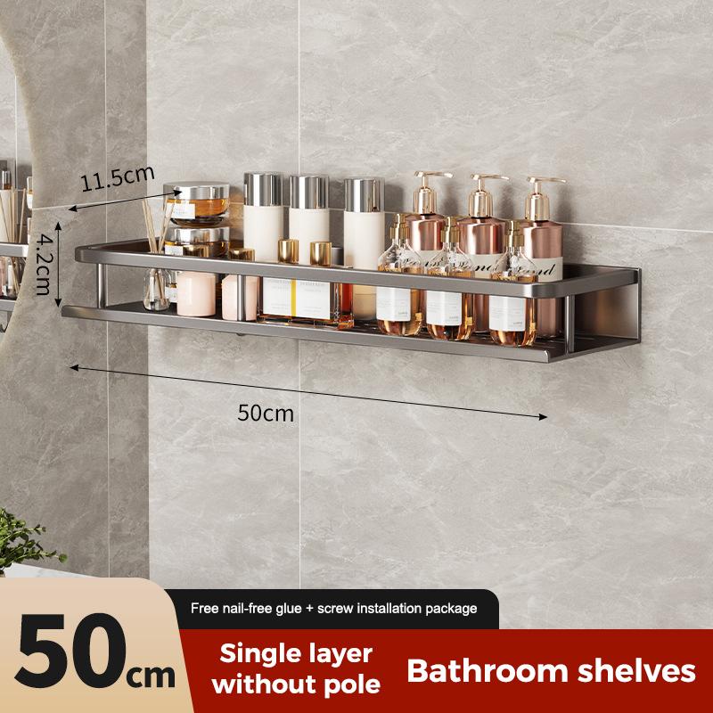 Wandmontiertes Mehrzweck-Badezimmerregal Rostfreies Aluminium-Aufbewahrungsregal für Küche und Zuhause