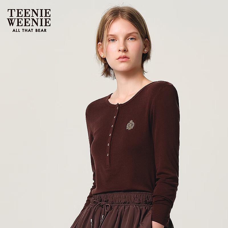 Teenie Weenie T-shirt da donna a maniche lunghe con stampa di orso e lettere