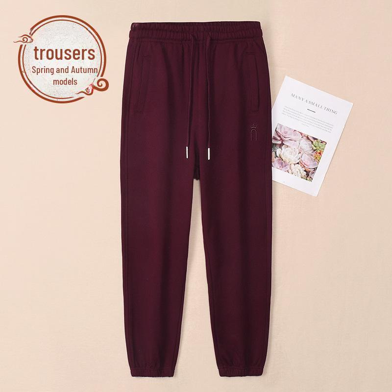 

Женские плотные красные хлопковые спортивные штаны — эластичные, повседневного кроя для весны и осени 3XL