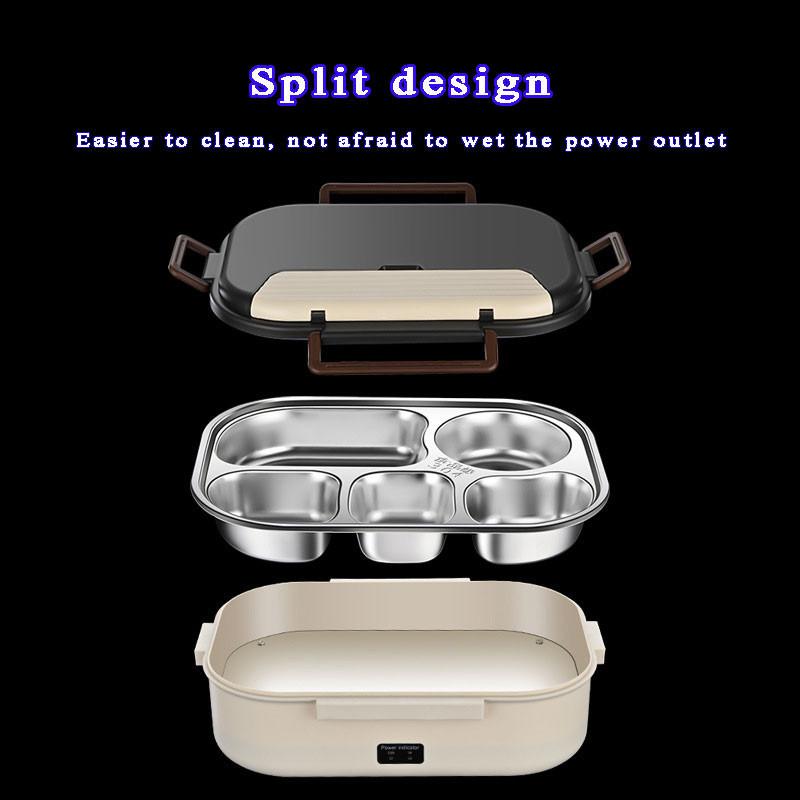 50W Portable Keep Warm Lunch Box with Storage Bag Household Food Grade Stainless Steel Insulation Bento Box 27.5*20.3*9cm