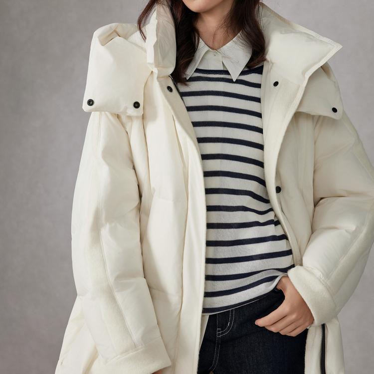 ELLE French Basic High-Down Casual Loose Versatile Long Sleeve Hooded Warm Puffer Jacket Women Outerwear EY52950