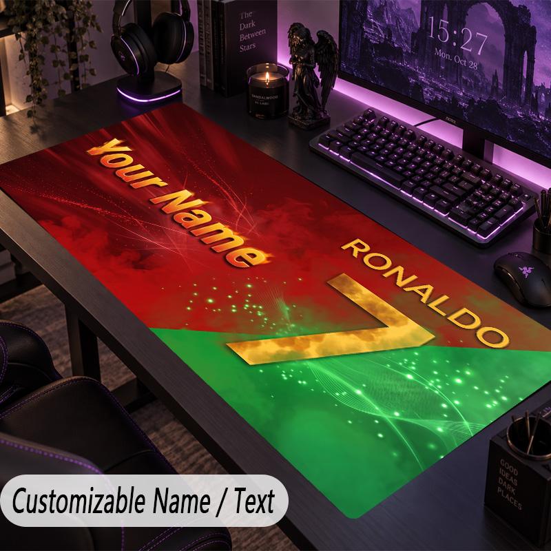 Large Mouse PadCristiano Ronaldo Custom Name Text Personalized Desk Mat Non Slip Gaming Pad