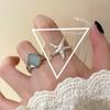 PANJBJ 925 Sterling Silver Geometric Black Stone Rings for Women Girl Korean Simple Adjustable Couple Jewelry Dropshipping