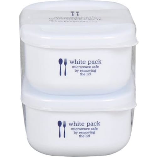 [Simple design storage container] White Pack 280, microwave-safe, size approximately 113 x 81 x 46 mm, set of 2 [2-pack]