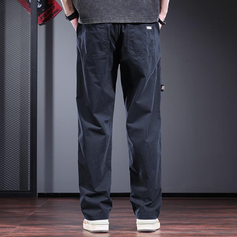 JIELEINUO Men's Relaxed Fit Straight-Leg Cotton Casual Pants