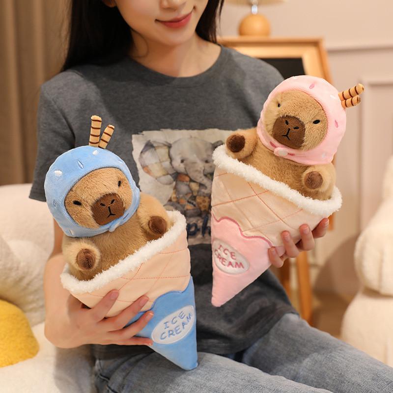 Cream Ice Strawberry Capybara Cute Cartoon Plush Doll Toy Decoration Bedroom