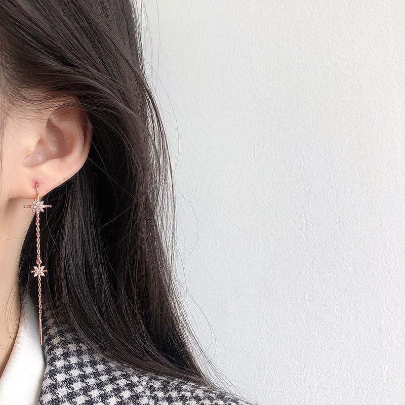 Mellowact American Earrings Allergy Friendly Star Star Silver Coating Pink Gold Sparkling Small Grain CZ Diamond (pink Gold)