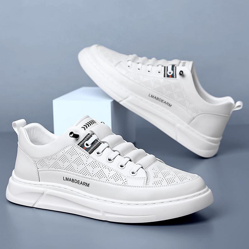 Little White Shoes Board Shoes Men's Casual Shoes Trendy Leather Shoes Men's Cowhide Men's Shoes Breathable One Pedal 2025