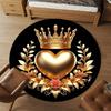 1pc Heart Crown Round Chair Mat Area Rug - Non-Slip, Floor Mat for Office, Bedroom, and Indoor Decor -1002208