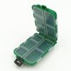 Mini Fishing Tackle Box with 10 Grids - Portable Plastic Storage for Fish Hooks and Swivels, Green Turtle-shaped Design.