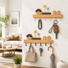 6 Hooks Key Storage Holder Wooden Sundries Storage Shelf Key Hook Rack Housewarming Gift