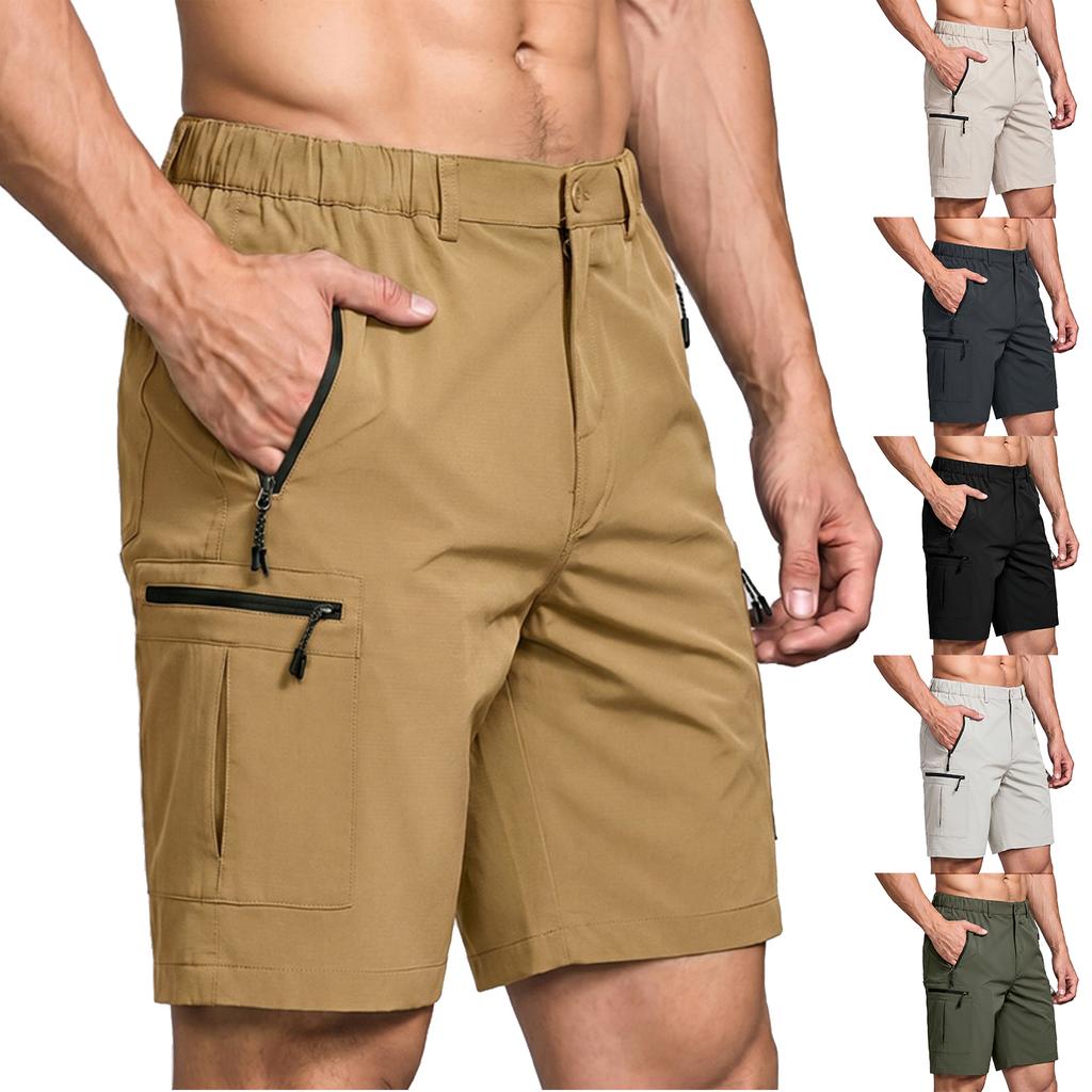 Men's Casual Drawstring Waist Lightweight Stretch Athletic Shorts with Zip Pockets Comfortable Fit Breathable Fabric