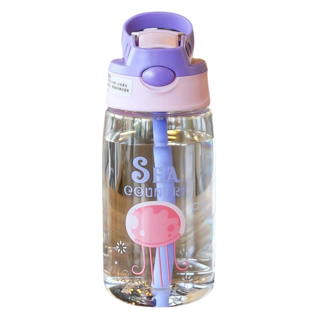 480ML Kinder Handheld Tragbar Cartoon Muster Wasser Auslaufschutz Becher Fütterbecher mit Strohhalmen Auslaufsicher Flasche Für Outdoor Sport Tragbarer Wasserbecher