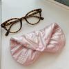Pink Heart Bow Embossed Glasses Bag for Women Korean PU Leather Cotton Padded Anti Crush Sunglasses Storage Bag Eyeglasses Box