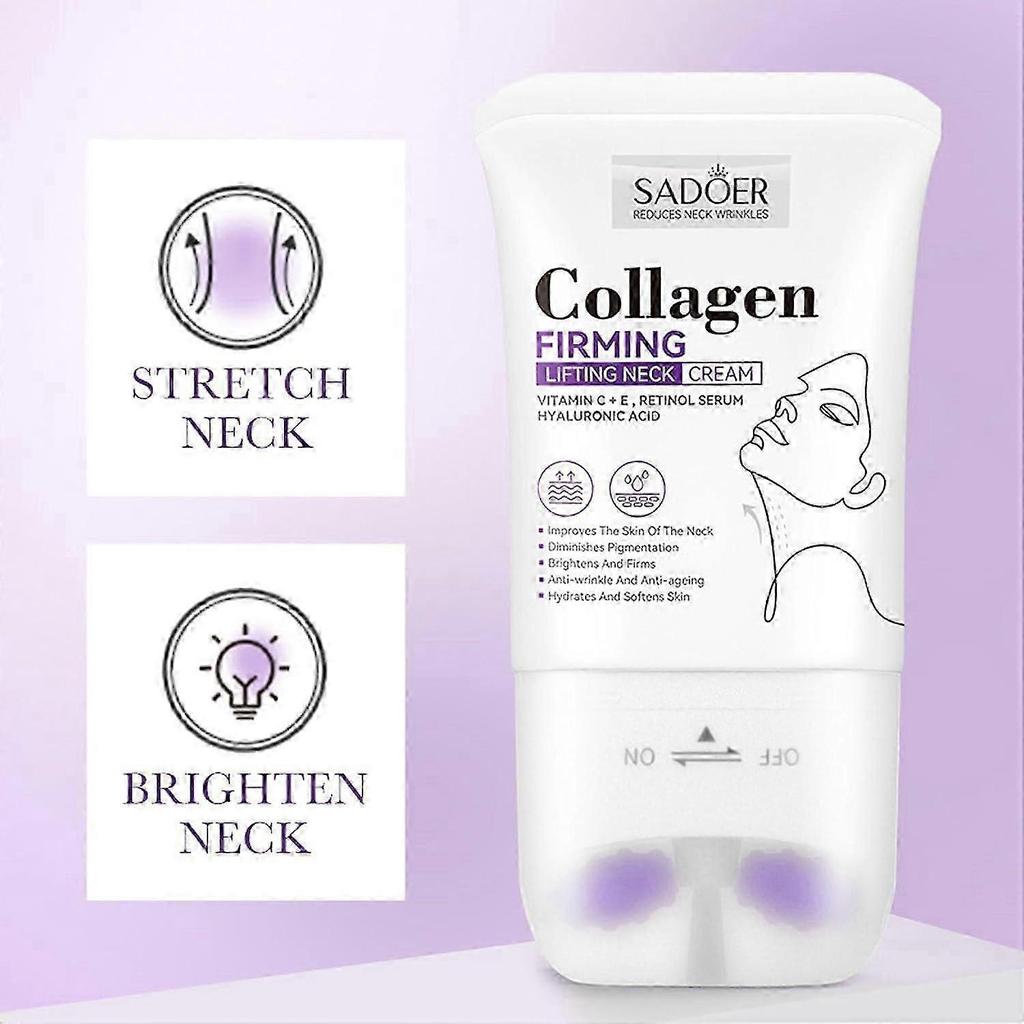 Kollagen Straffende Lifting Halscreme mit Massage-Rolle, Anti-Falten Anti-Aging Feuchtigkeitscreme für Halsstraffung und Faltenreduktion