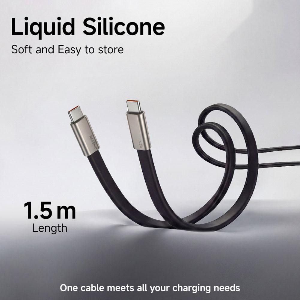 Detachable Charging Cable with Built-In Phone Stand 240W Super Fast Charging Type C To C 1.5M Data Cable For iPhone/Huawei