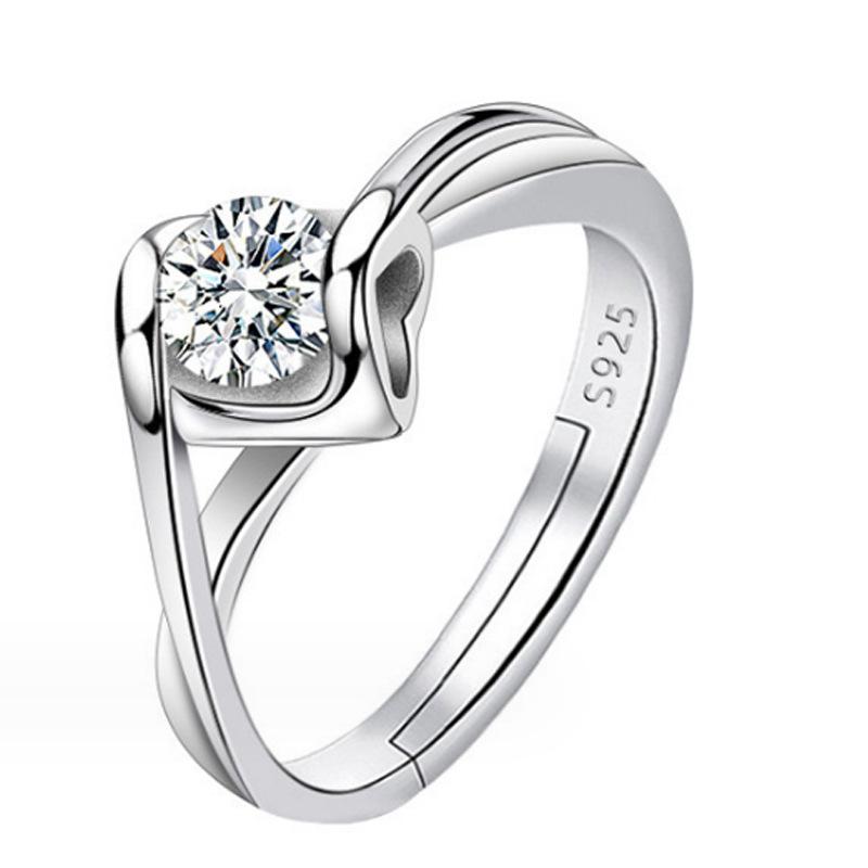 Angel Kiss Heart Simulation Diamond Moissanite Ring Simple Fashion Ring Live Adjustable Women'S Jewelry Premium