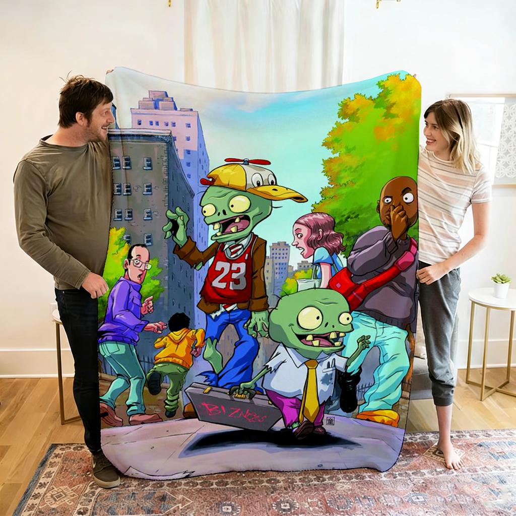 P-Plants Vs Z-Zombi Printed Fleece Throw Blanket Children Warm Soft Blankets for Sofa Bed Cover Blanket Travel Office Gift New