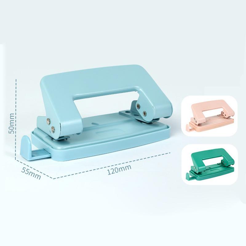 Mini 2-Hole Punching Machine Diy Hole Punching Detection Book Page Stitcher Office Stationery Macaron Color