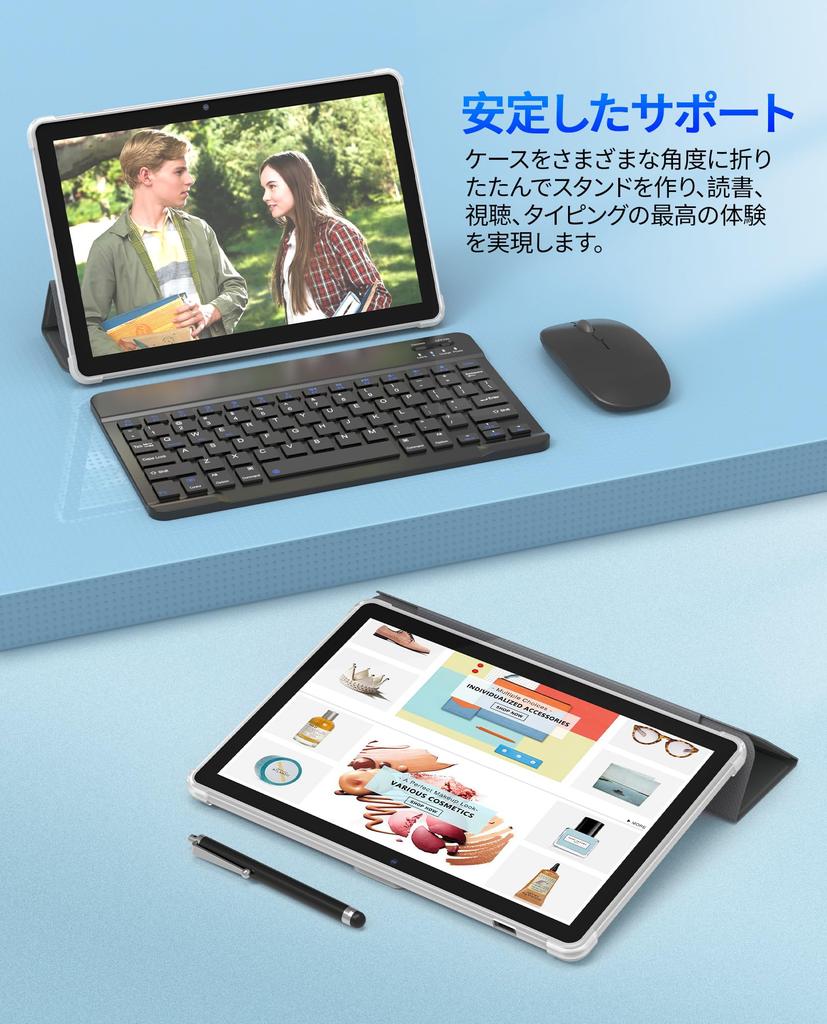 PUTECCH Android 5G Dual 1280 X 800 FHD IPS Bluetooth GMS Tablet PC with Keyboard and Blue 10-inch Wi-Fi Tablet, 13, 7GB+64GB+1TB Expansion, 6000mAh,