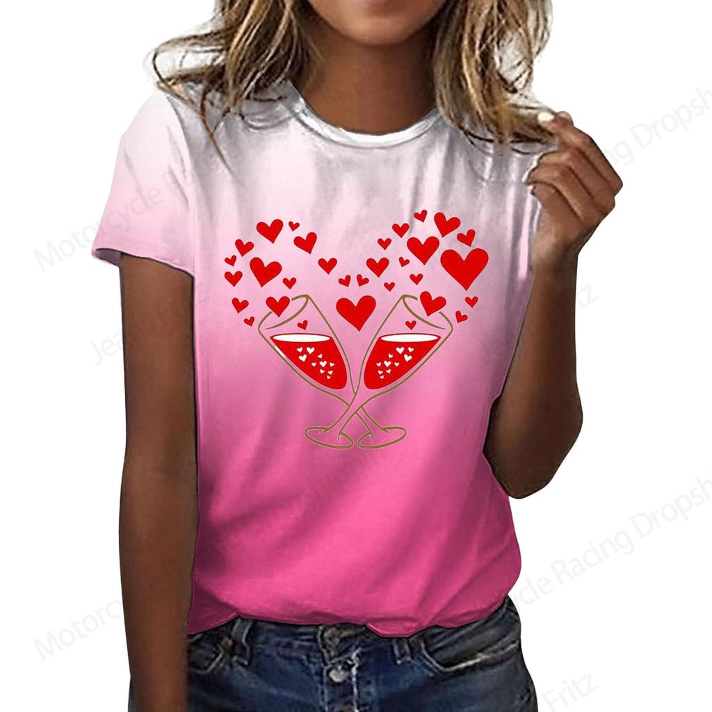 Love Heart 3d Print Tshirt Men Women Fashion Oversized Letter T-shirt Crewneck Short Sleeve Tops Tees Valentine Gift T Shirt New