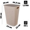 Laundry Basket, Underwear, Bathroom Container, 56L, Large, Lid, CURVER Softex