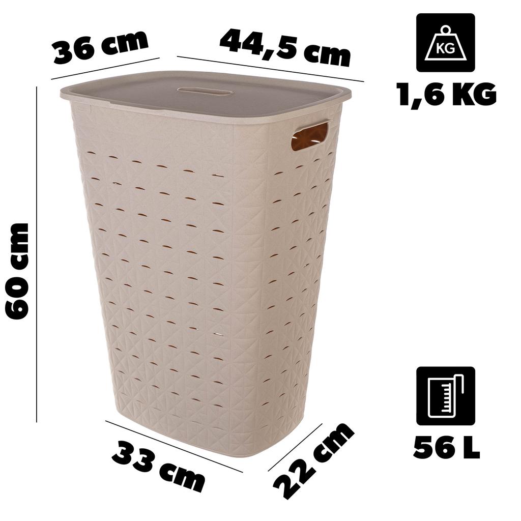 Laundry Basket, Underwear, Bathroom Container, 56L, Large, Lid, CURVER Softex