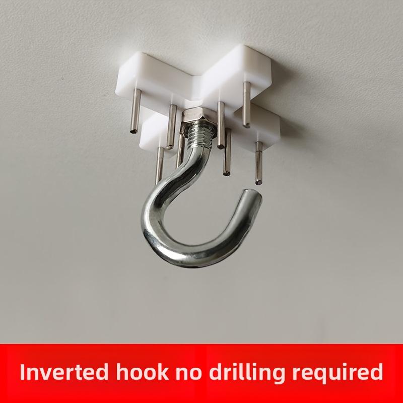 

5Pcs No Drill Ceiling Hooks Heavy Duty Inverted Hanging Seamless Nails Eye Screws Hooks For Top Curtain Ropes Wire Hanging