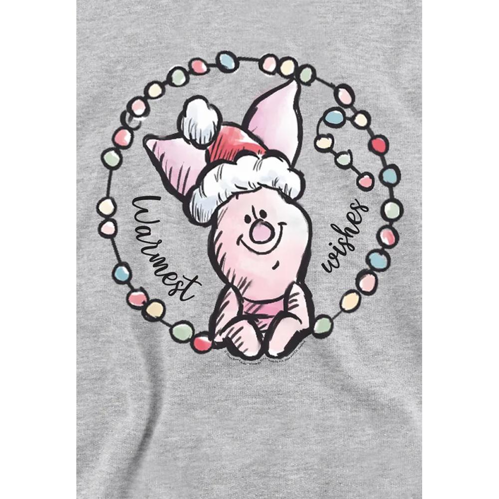 Winnie the Pooh Childrens/Kids Warmest Christmas Wishes Piglet Heather Hoodie