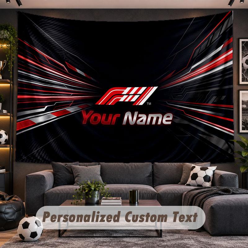 Wall Hanging Tapestry Custom NameF1 Pattern Personalized Printed Fabric Wall Decor