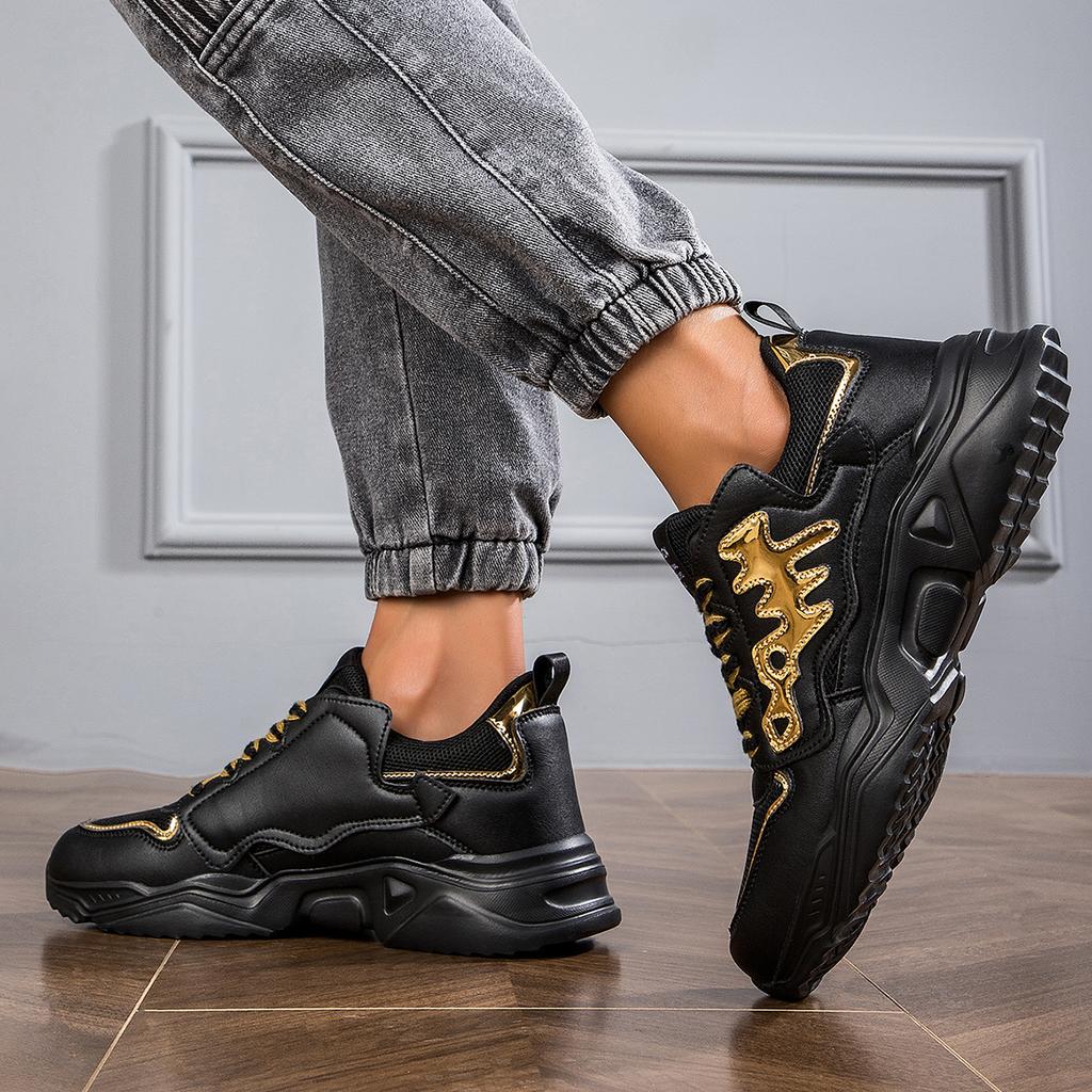 TUINANLE Man's Sports Shoes Mesh Breathable Platform Sneakers Men Lace-up Thick Soled Running Shoes