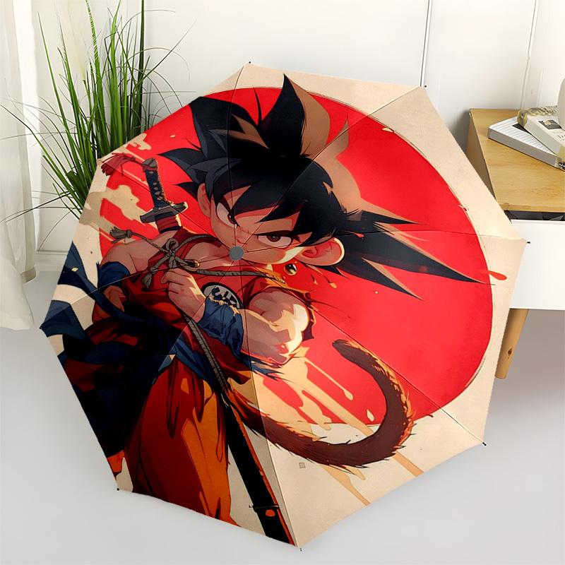 1pc Dragon Ball Z Goku Automatic Opening Folding Umbrella 3 Fold Design, 8 Bone Iron Frame Outdoor Umbrella Perfect Gift for Fans, Travelers, Everyday